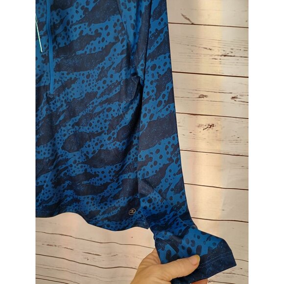 Tags Mens Adidas Blue & Black Long Sleeve Golf Shirt Top Size M Polyester - Picture 4 of 4